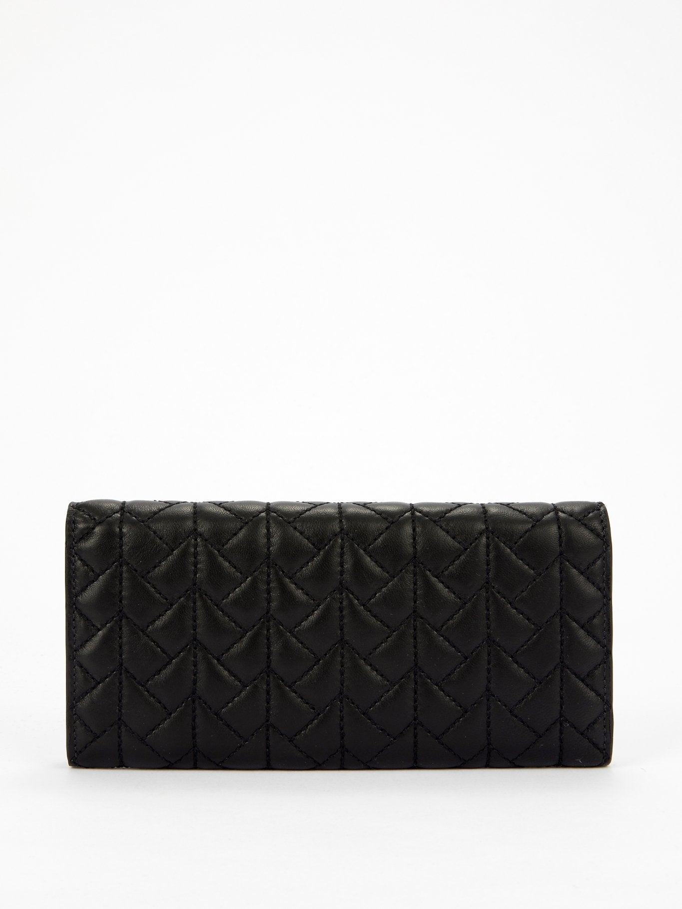 Black Quilted Continental Clutch