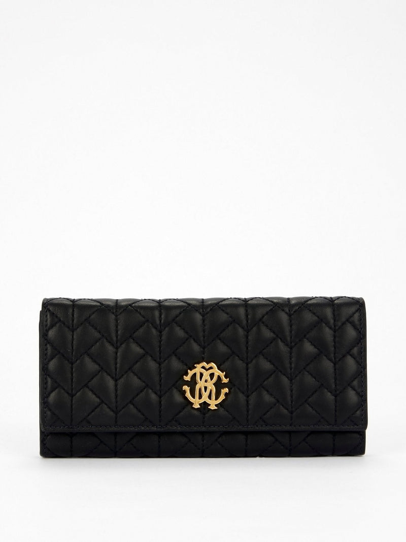 Black Quilted Continental Clutch