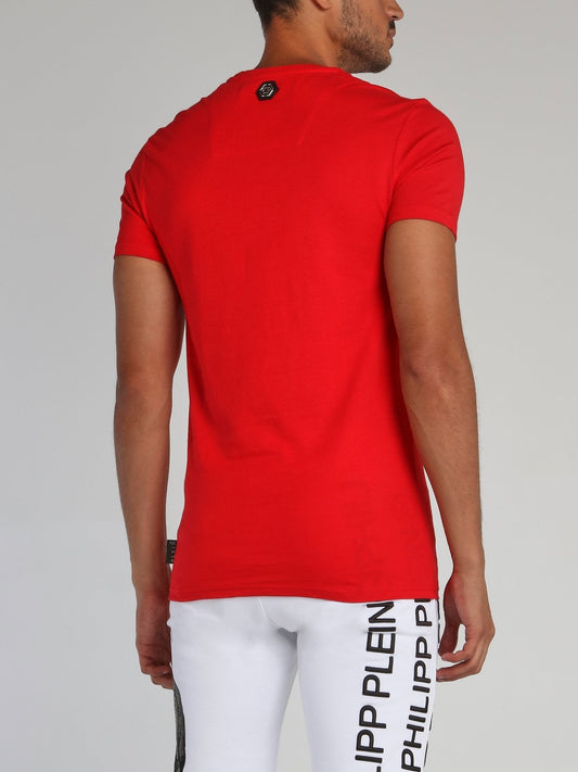 Red Space Plein Skull T-Shirt