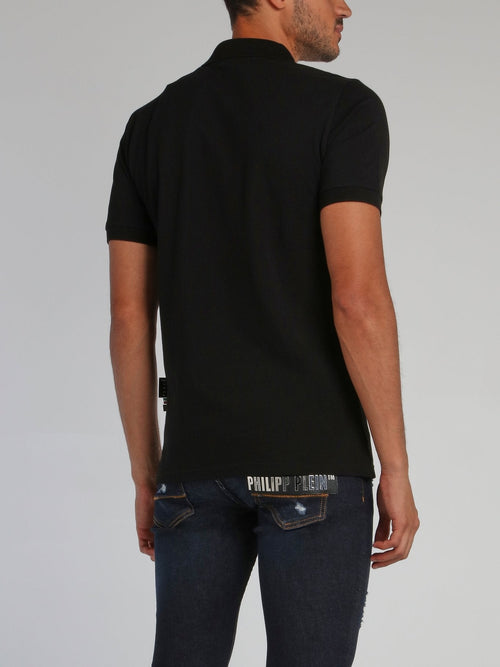 Black Monogram Appliquéd Polo Shirt