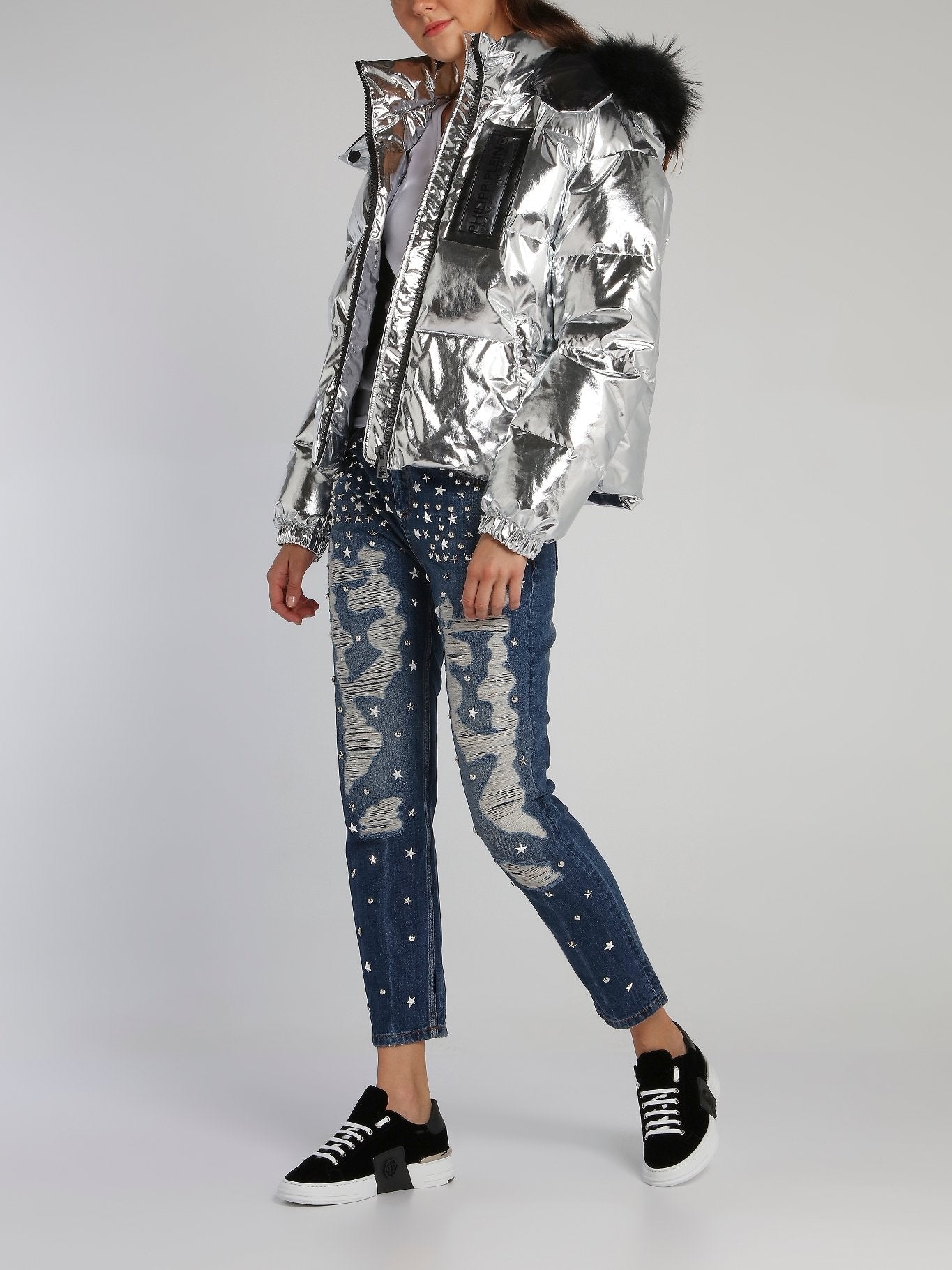 Star Studded Cropped Boyfriend Jeans