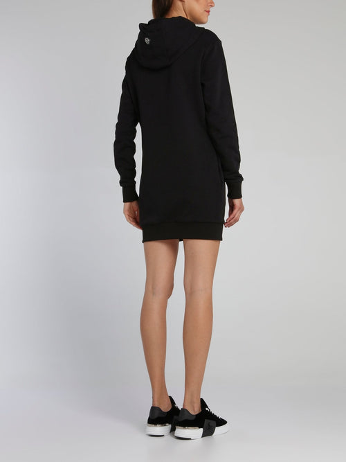 Black Crystal Skull Hoodie Dress