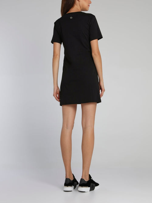 Black Studded Skull T-Shirt Dress