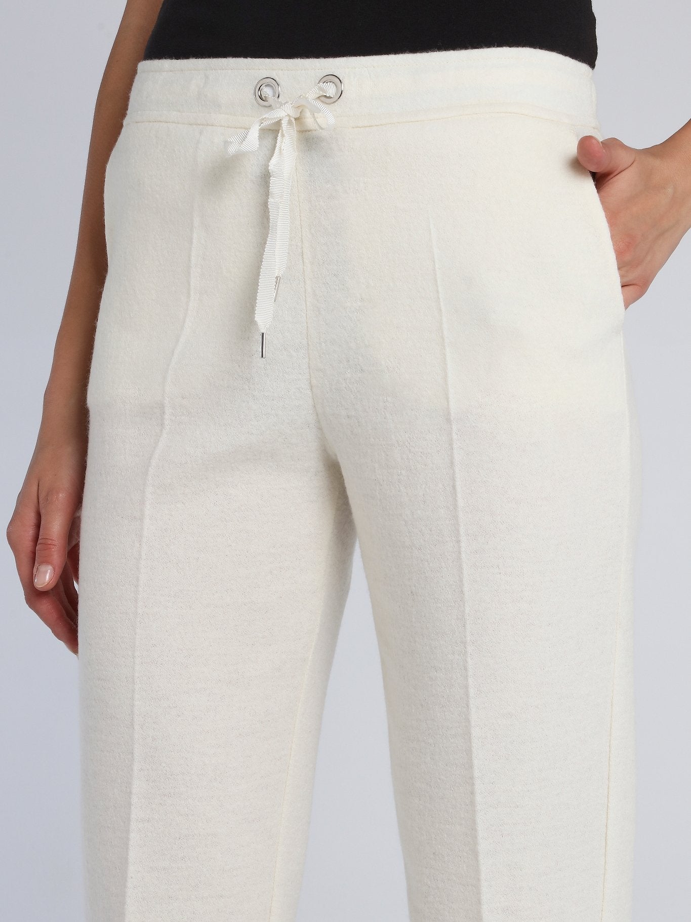 Off White Drawcord Capri Pants