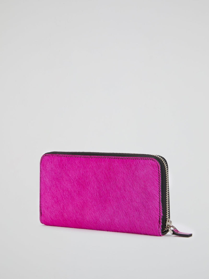 Pony Hair Effect Zip-Around Wallet