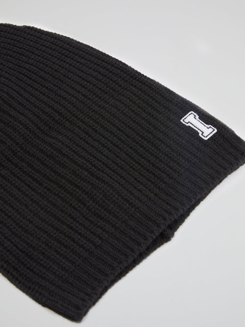 Black Ribbed Beanie Hat