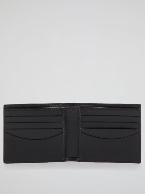 Black Geometric Logo French Wallet