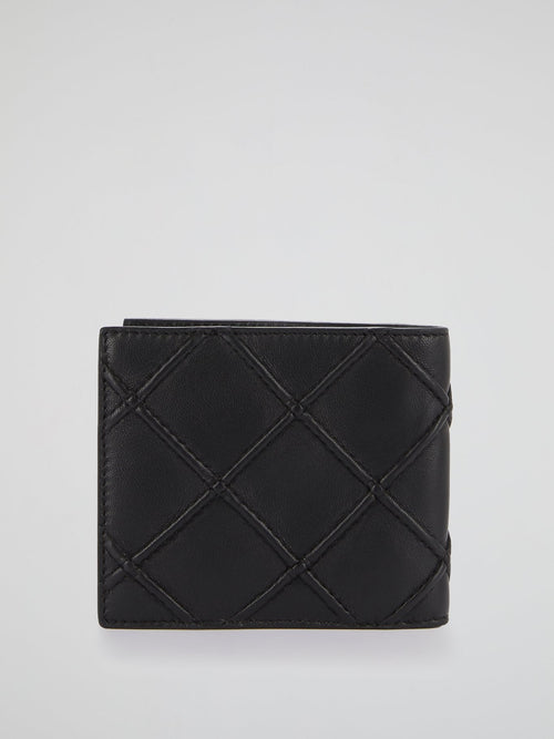 Black Geometric Logo French Wallet