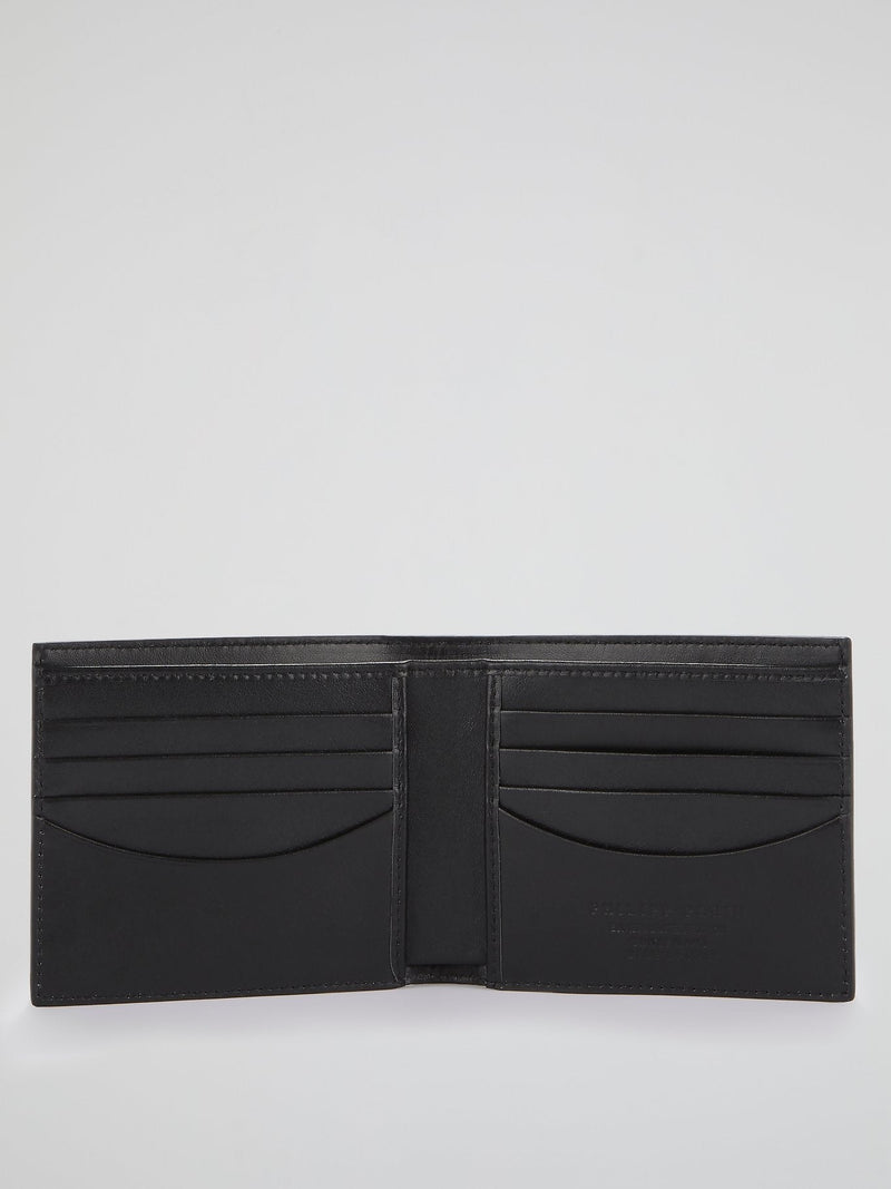 Black Monogram Print French Wallet