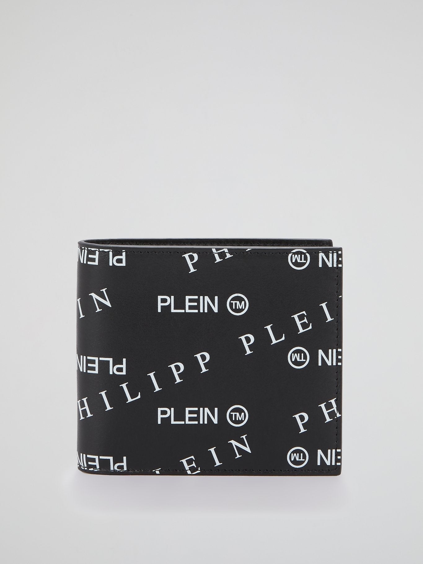 Black Monogram Print French Wallet