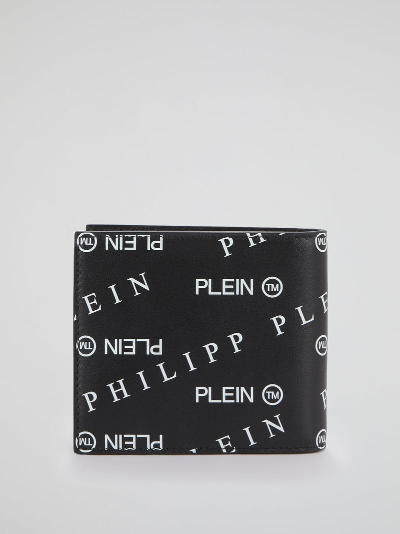 Black Monogram Print French Wallet