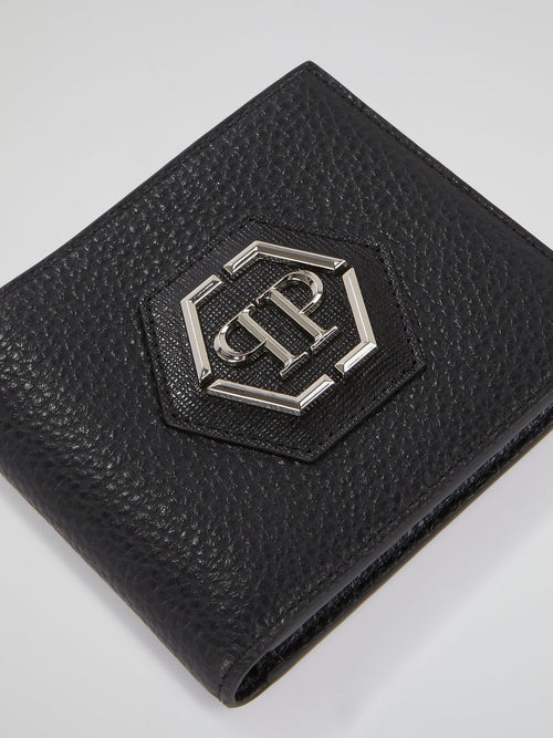 Black Monogram Appliquéd French Wallet