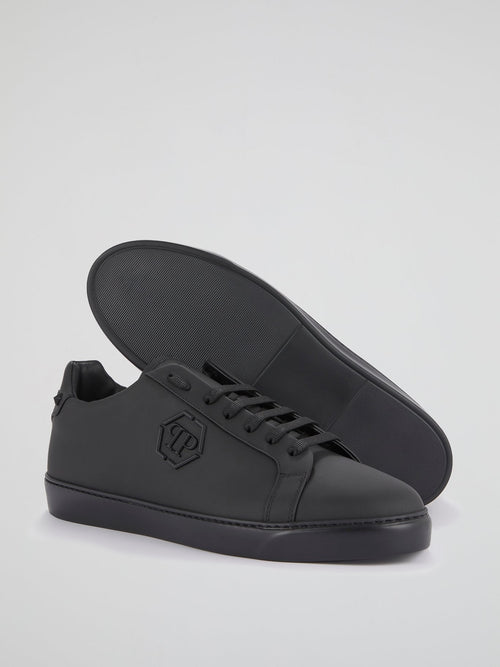 Black Logo Lace Up Sneakers