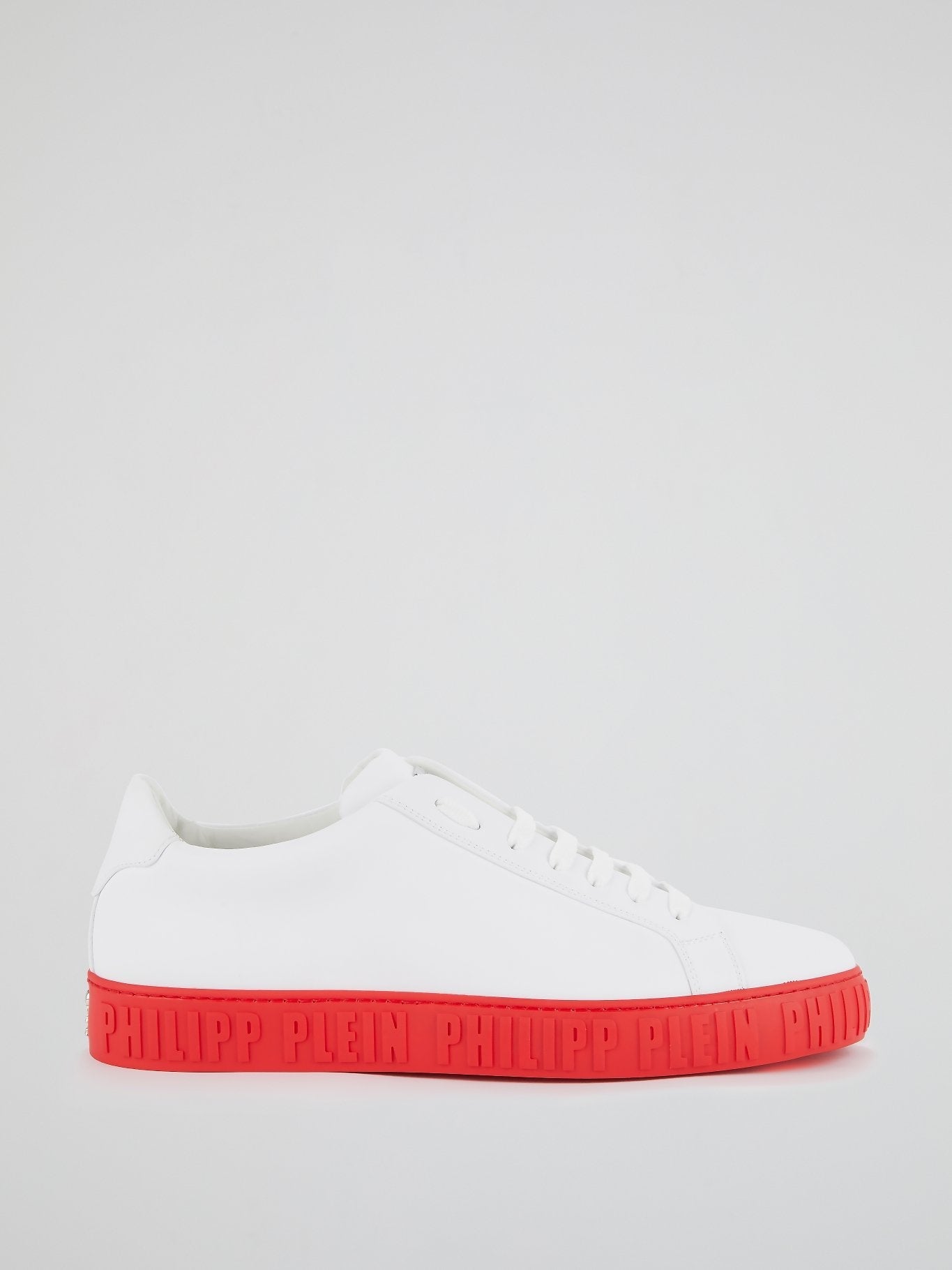 White Contrast Logo Sole Leather Sneakers