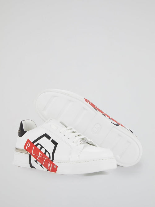 White Skull Heel Patch Sneakers