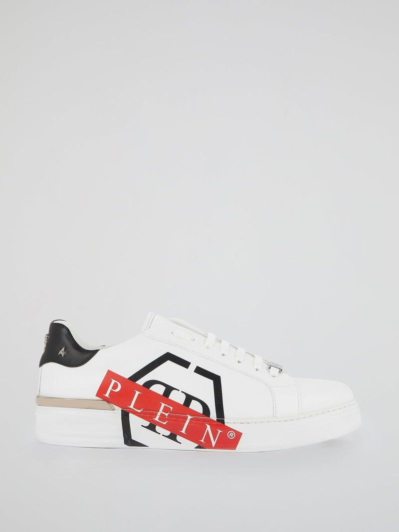 White Skull Heel Patch Sneakers