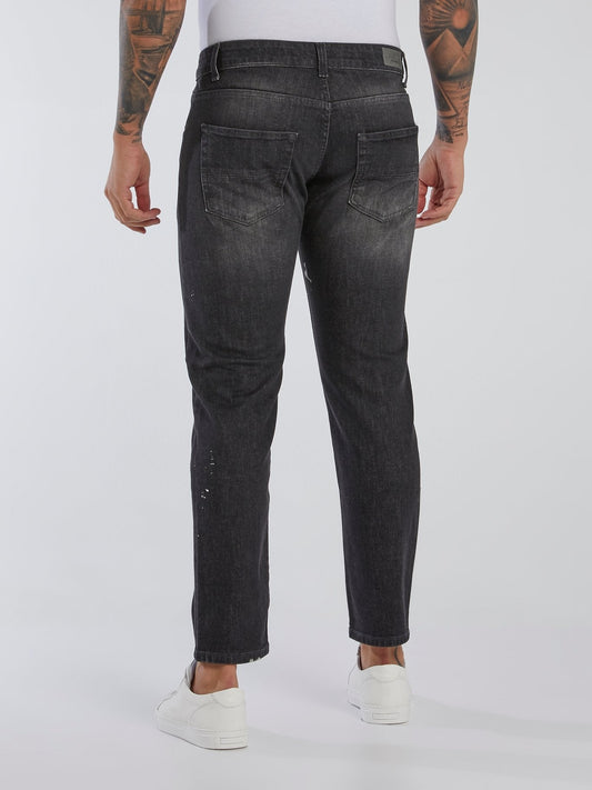 Black Paint Splashed Jeans