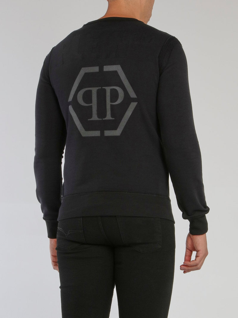 Black Reflective Monogram Skull Sweatshirt