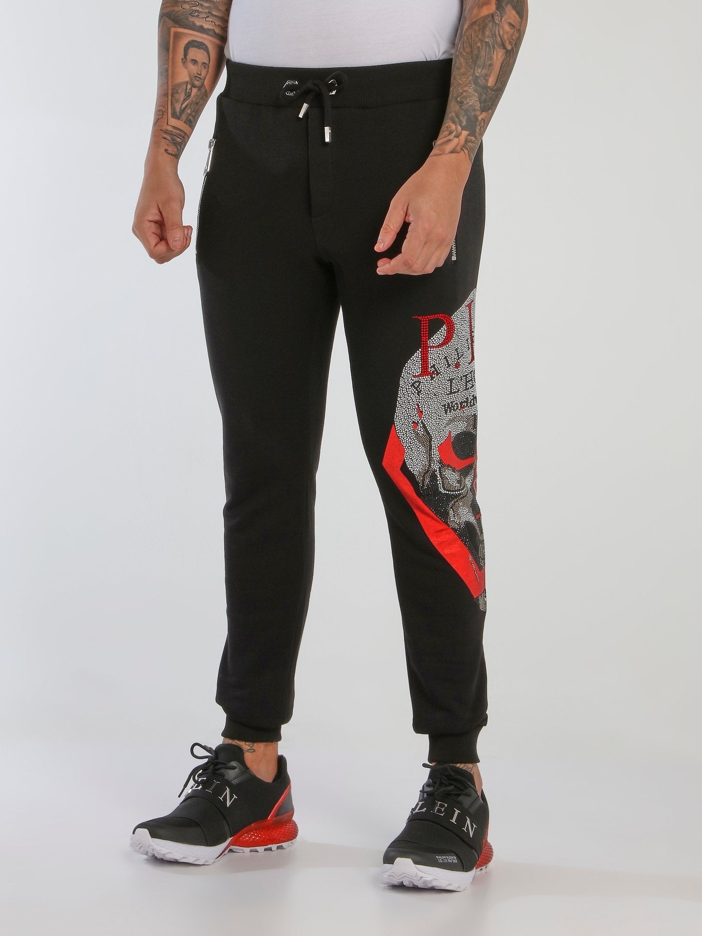 Black Studded Skull Active Pants