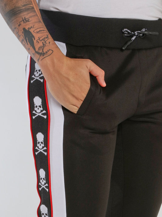 Black Skull Side Stripe Jogging Trousers