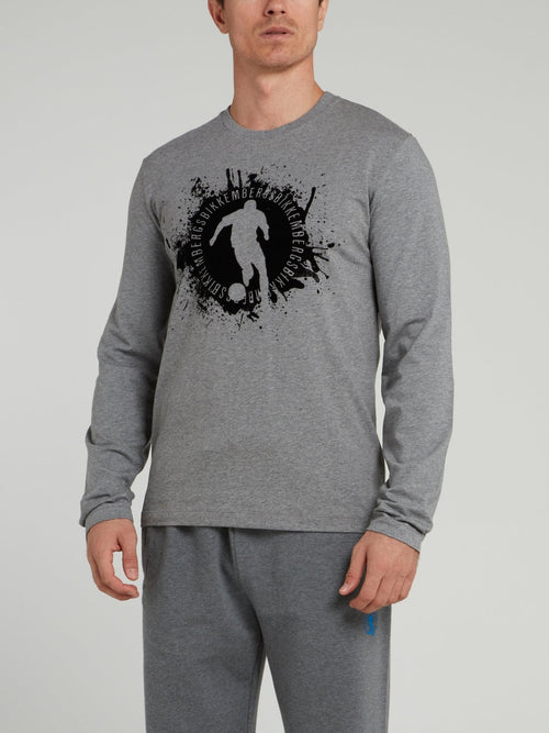 Grey Sport Logo Long Sleeve T-Shirt