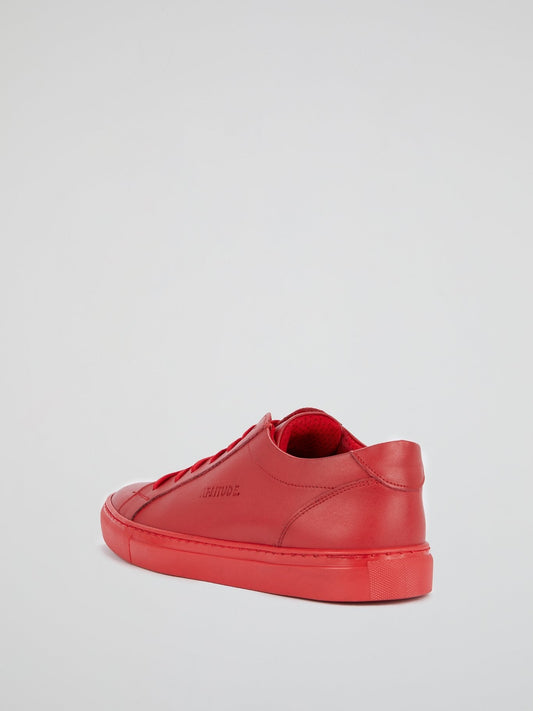 Red Logo Leather Trainers