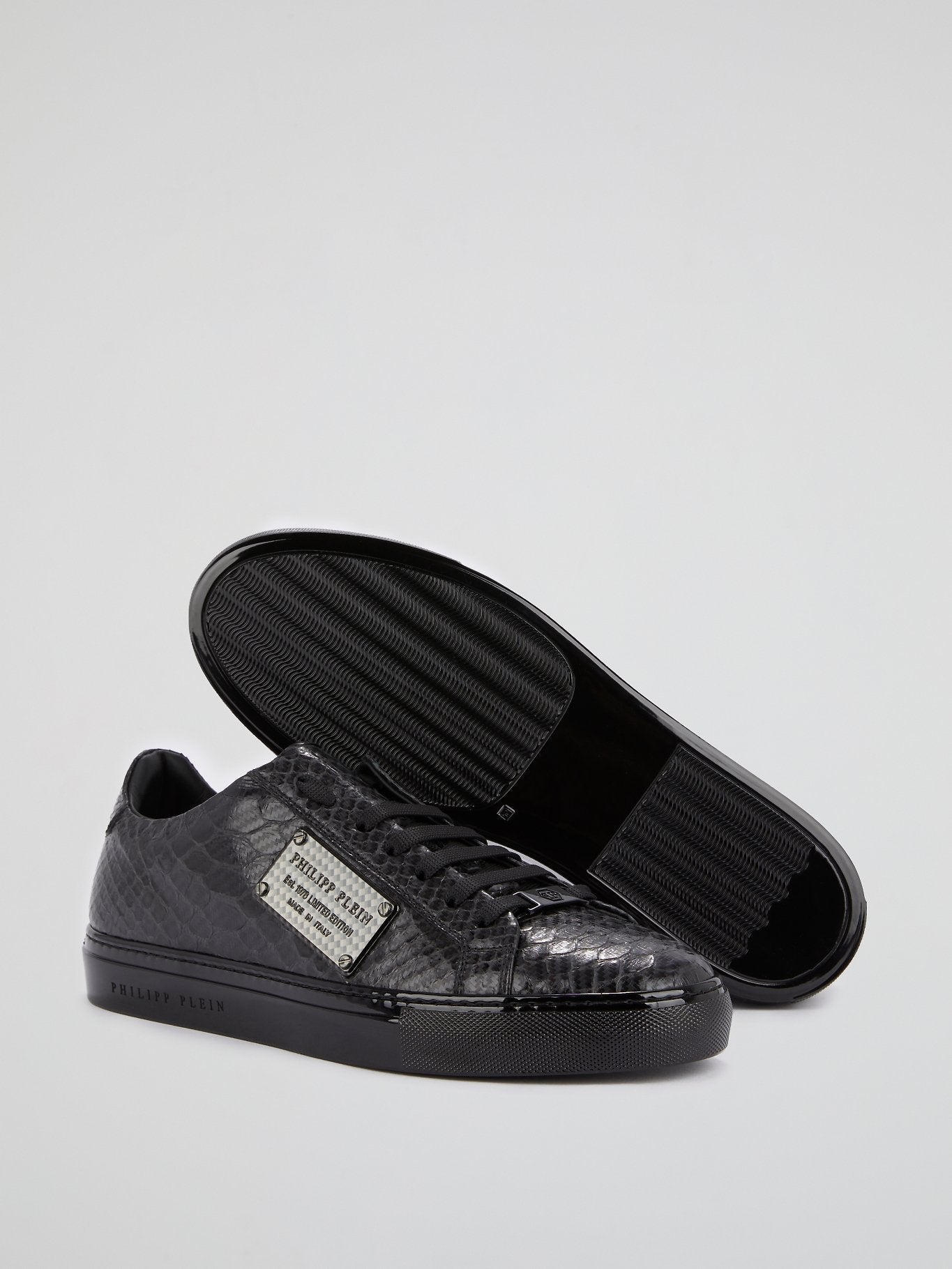 Black Low Top Reptile Sneakers