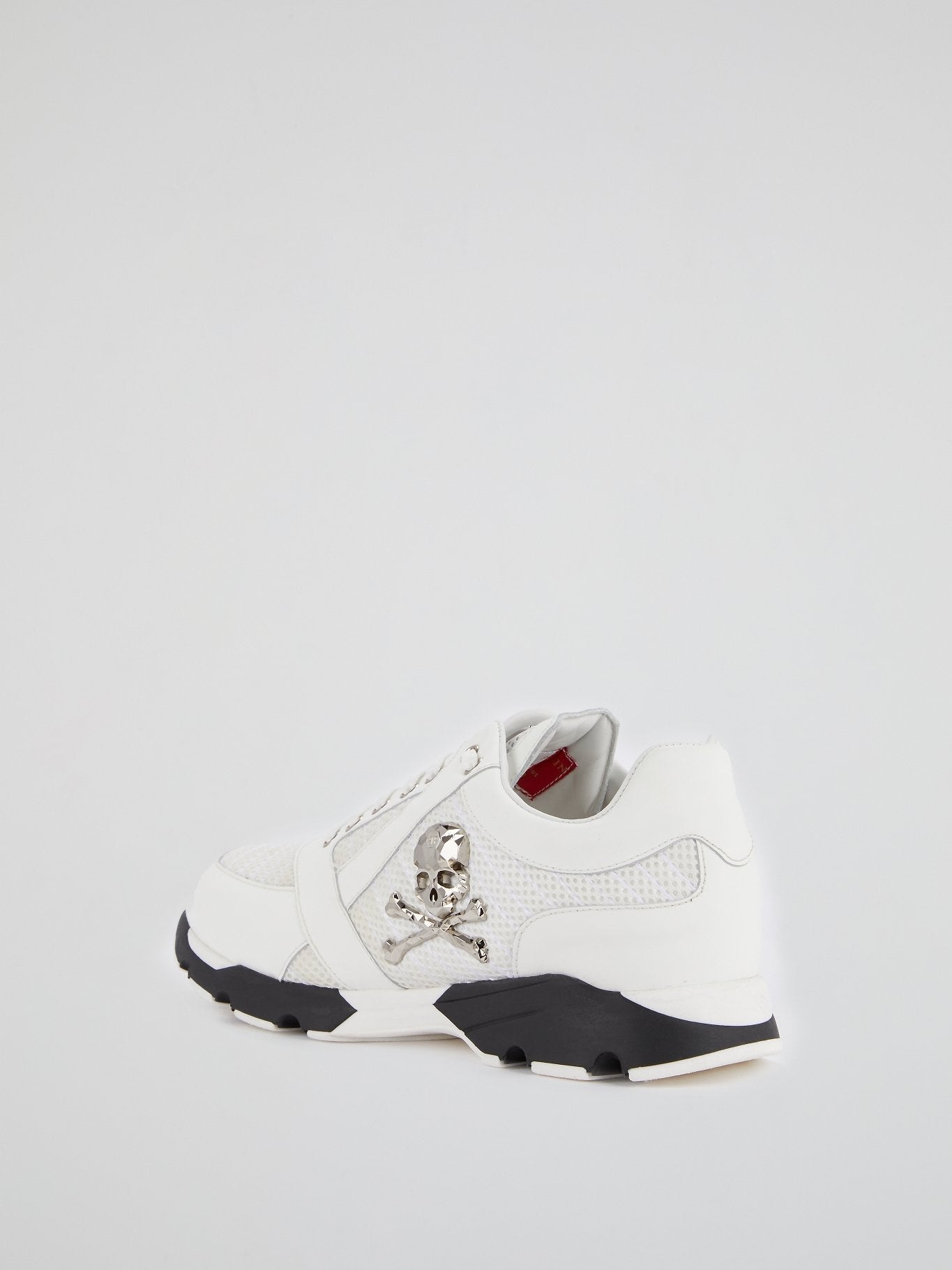 White Mesh Panel Skull Sneakers