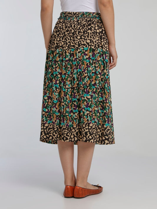 Rossignol Multicolour Léopard Printed Midi Skirt