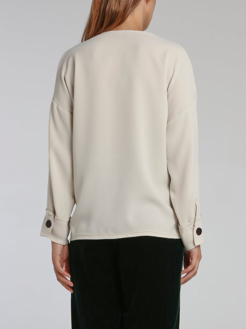 Lido White Long Sleeve Top