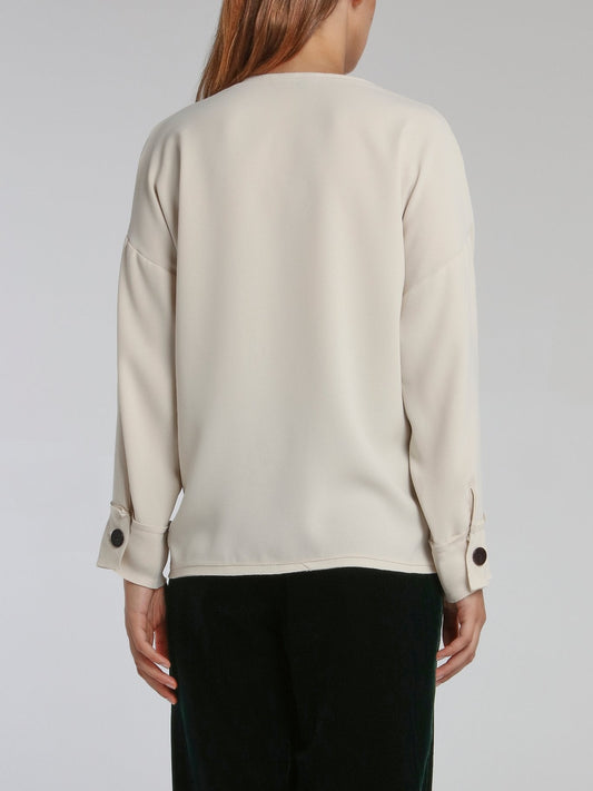 Lido White Long Sleeve Top