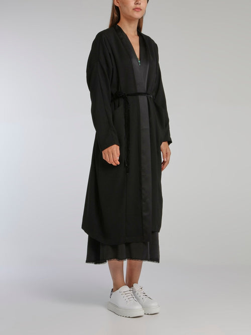 Viva Black Crepe Long Coat