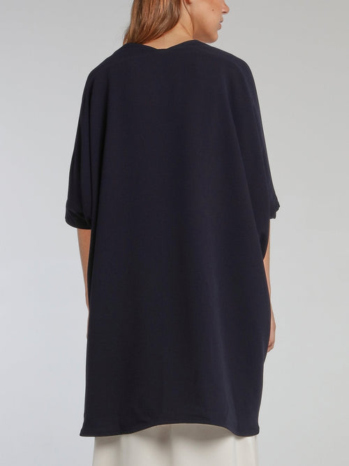 Nadia Navy Crepe Poncho