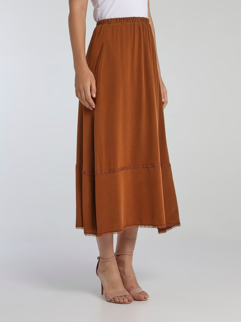 Marvin Brown Waistband Midi Skirt