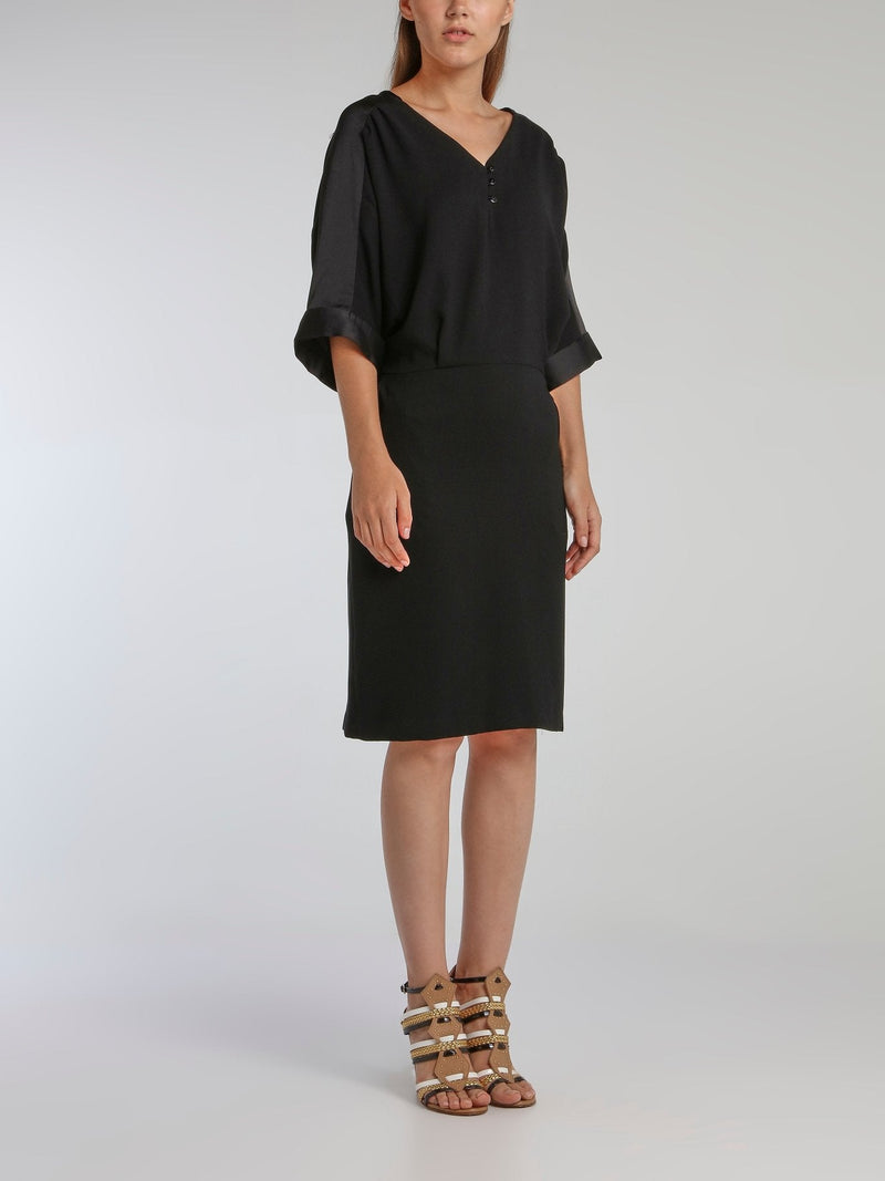 Vampas Black Three-Quarter Sleeve Dress