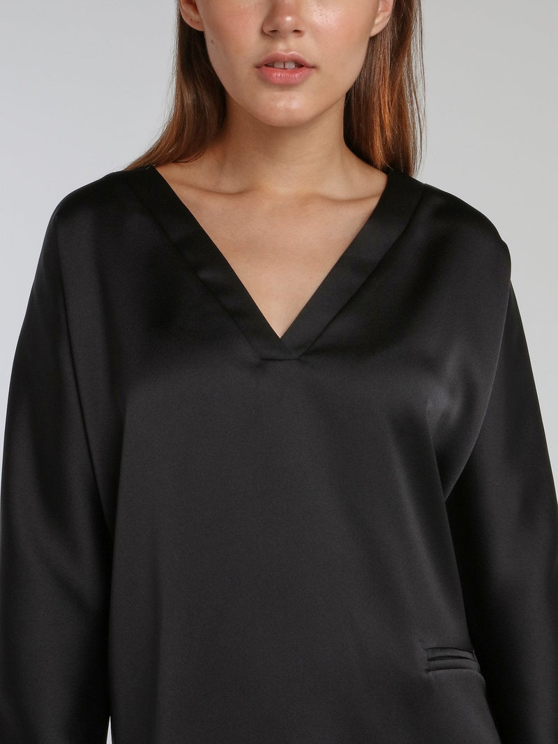 Vanille Black Satin Crepe Top