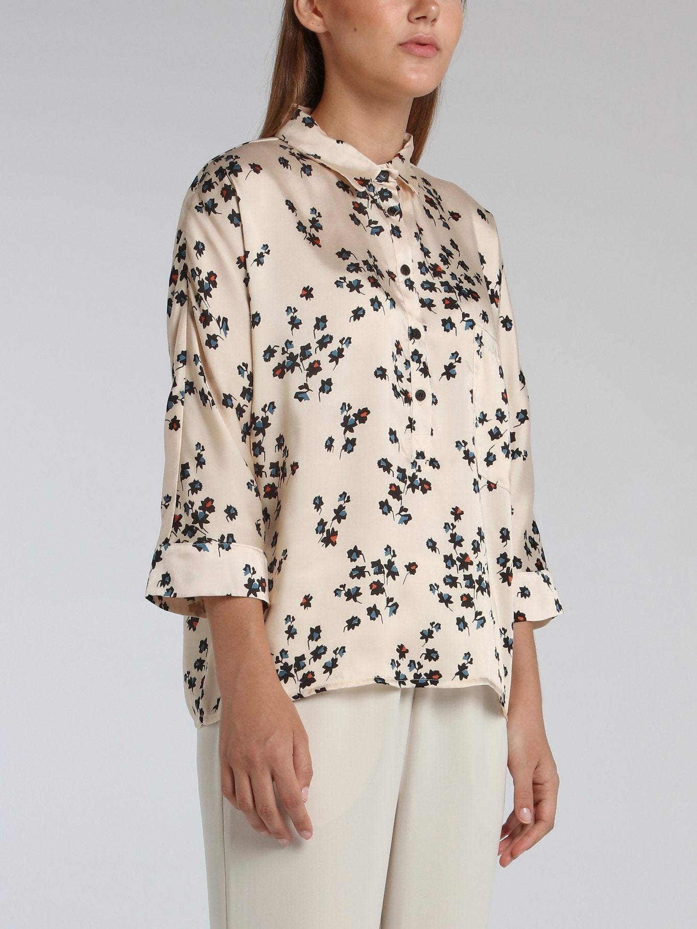 Victori White Leaf Print Shirt