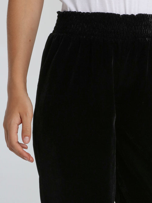 Wally Black Velvet Fluid Pants