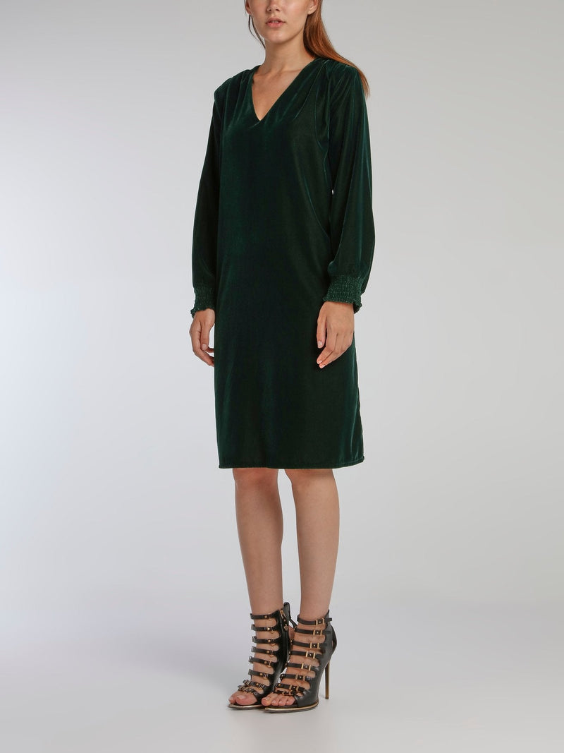 Warrior Emerald V-Neck Straight Dress