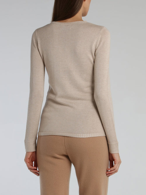 Berlin Beige Crewneck Basic Sweater