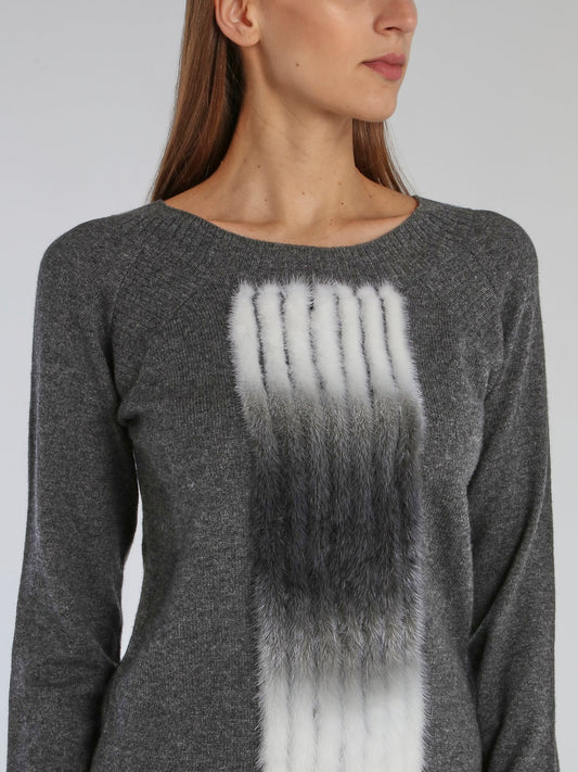 Marty Grey Fur Plastron Sweater