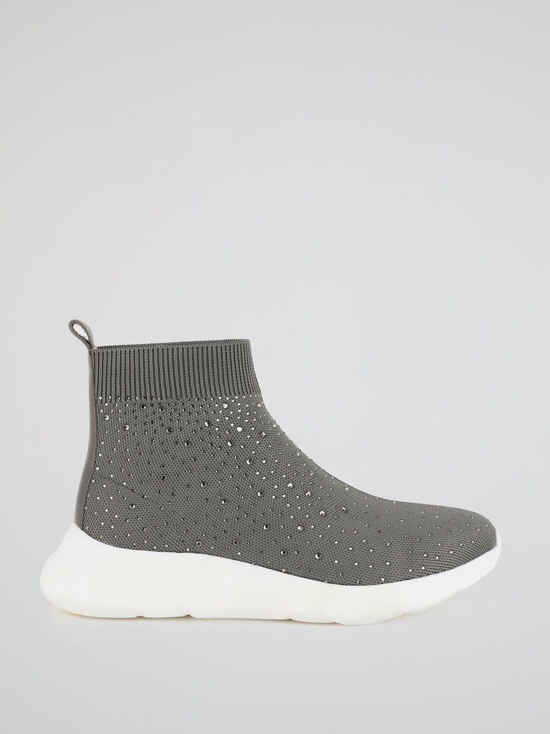 Grey Multi-Stud Sock Runner Sneakers