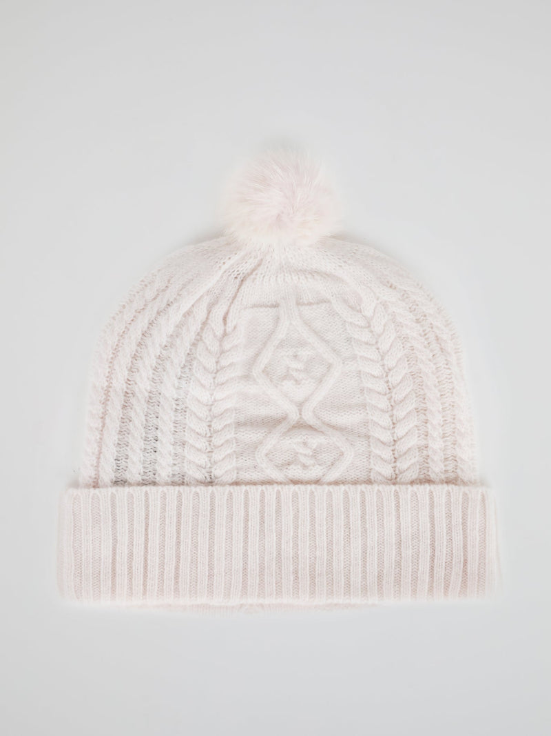 Pink Vison Fur Pom Pom Bonnet