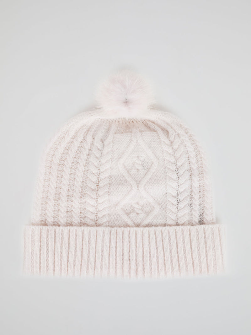 Pink Vison Fur Pom Pom Bonnet