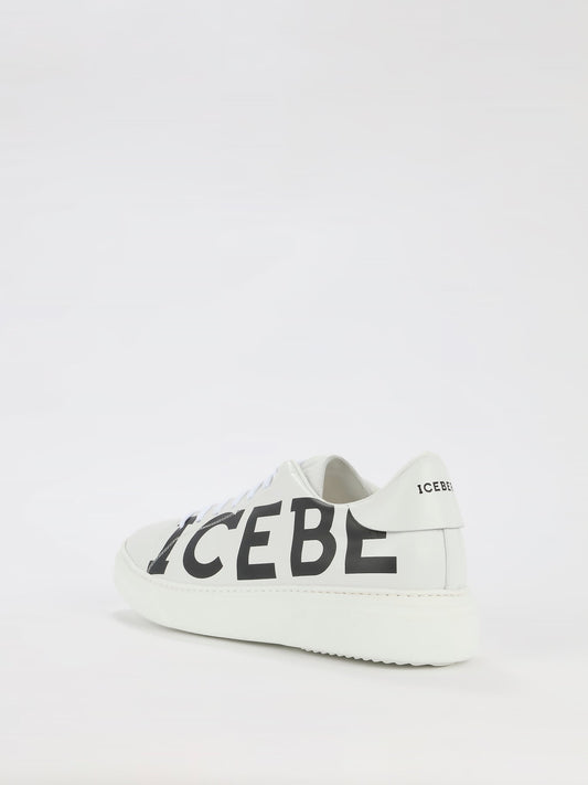 White Logo Leather Trainers