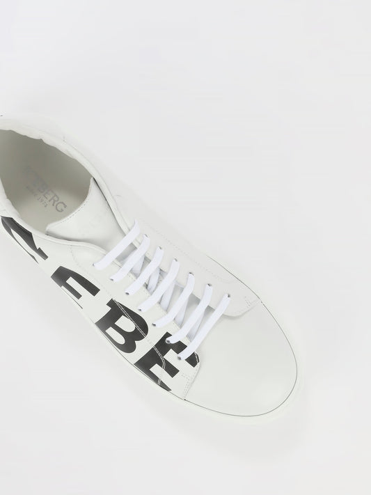 White Logo Leather Trainers