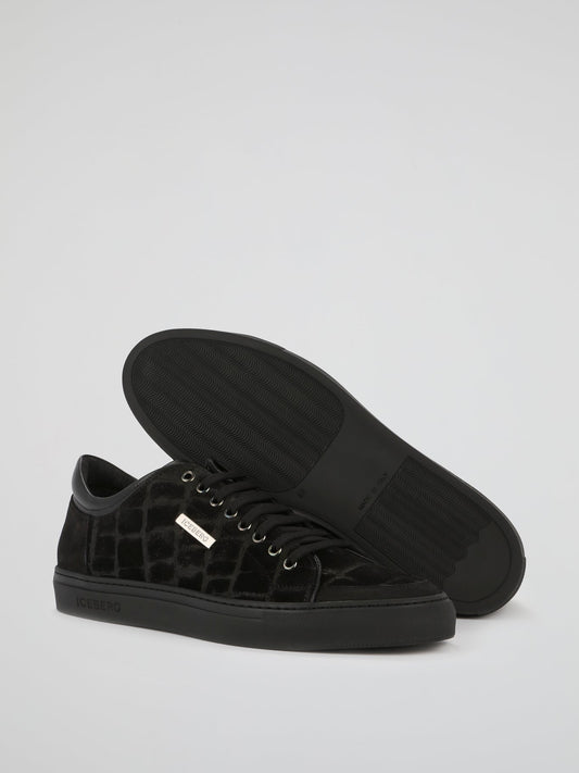 Black Reptile Suede Trainers