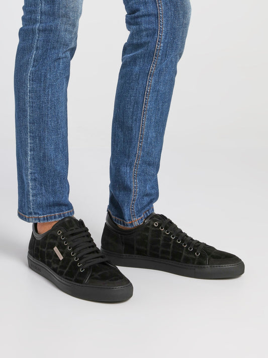 Black Reptile Suede Trainers