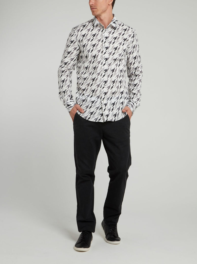 White Pattern Print Shirt