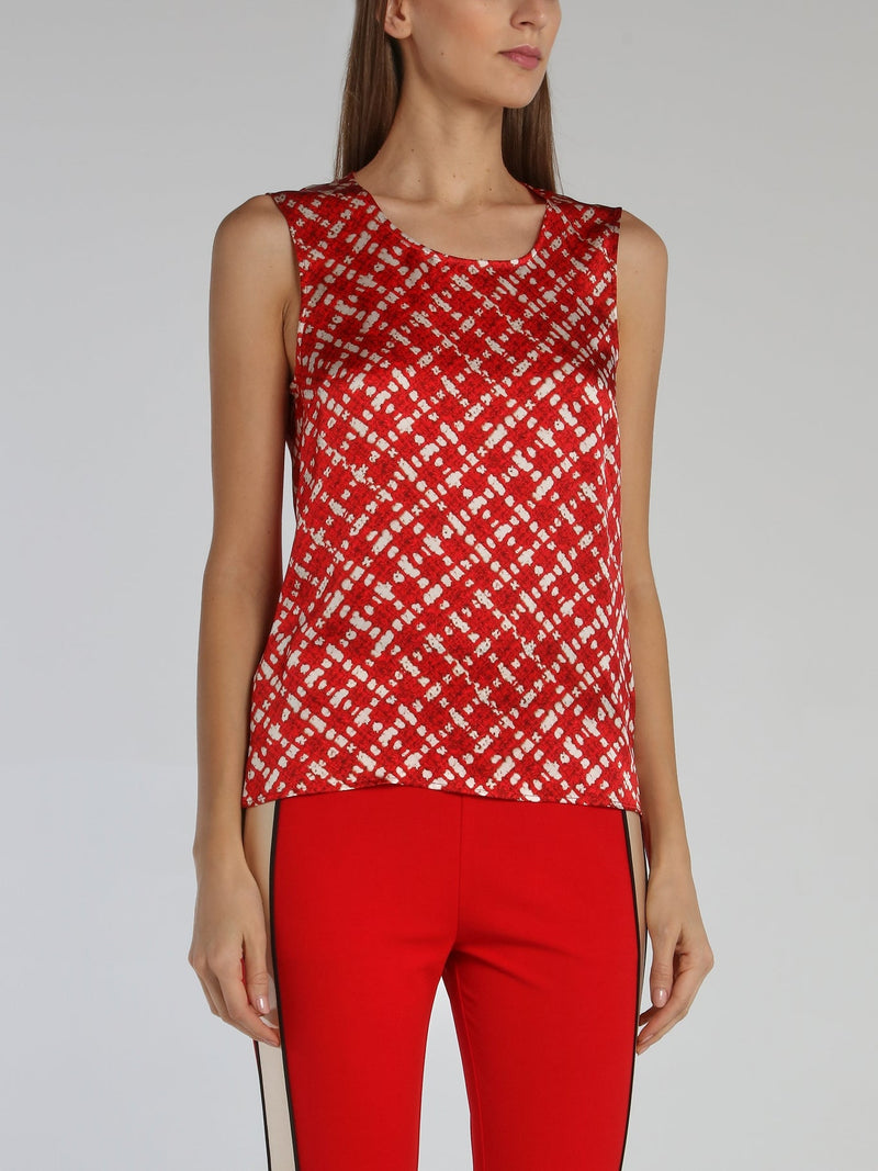 Red Keyhole Back Sleeveless Top